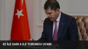 42 ile Sarı 6 ile Turuncu Uyarı