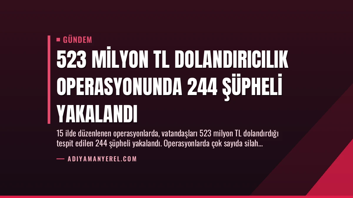 523 Milyon TL Dolandırıcılık Operasyonunda 244 Şüpheli Yakalandı