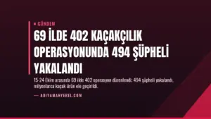 69 İlde 402 Kaçakçılık Operasyonunda 494 Şüpheli Yakalandı