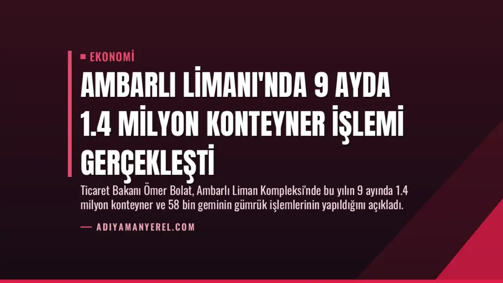 Ambarlı Limanı'nda 9 Ayda 1.4 Milyon Konteyner İşlemi Gerçekleşti