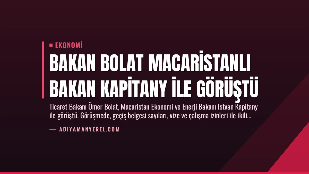 Bakan Bolat Macaristanlı Bakan Kapitany İle Görüştü