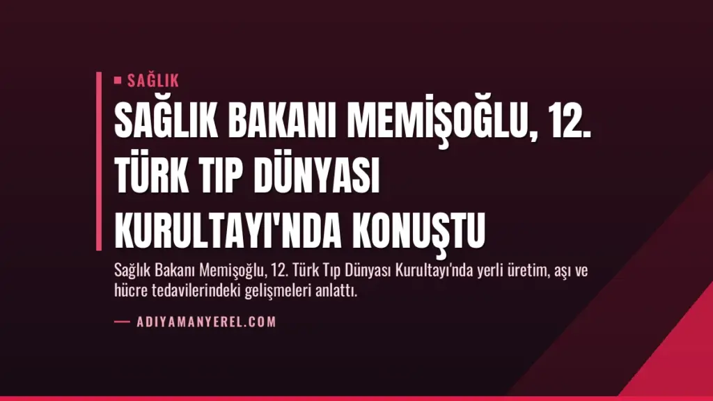 Sağlık Bakanı Memişoğlu, 12. Türk Tıp Dünyası Kurultayı'nda Konuştu