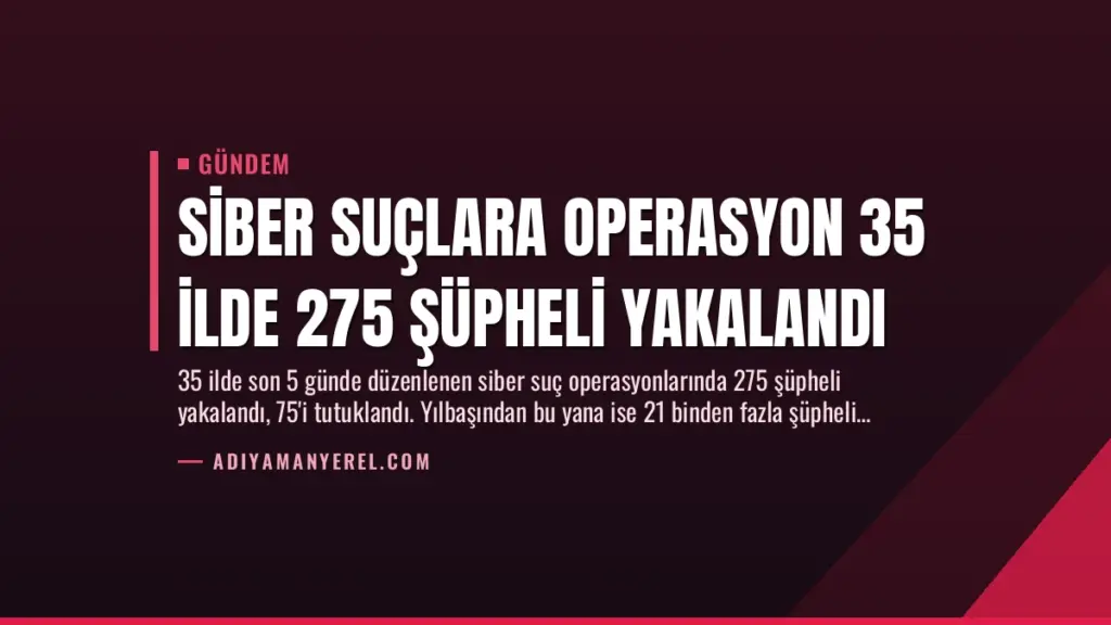 Siber Suçlara Operasyon 35 İlde 275 Şüpheli Yakalandı