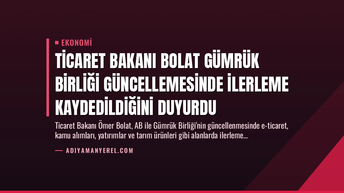 Ticaret Bakanı Bolat Gümrük Birliği Güncellemesinde İlerleme Kaydedildiğini Duyurdu