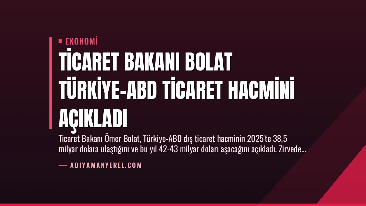 Ticaret Bakanı Bolat Türkiye-ABD Ticaret Hacmini Açıkladı